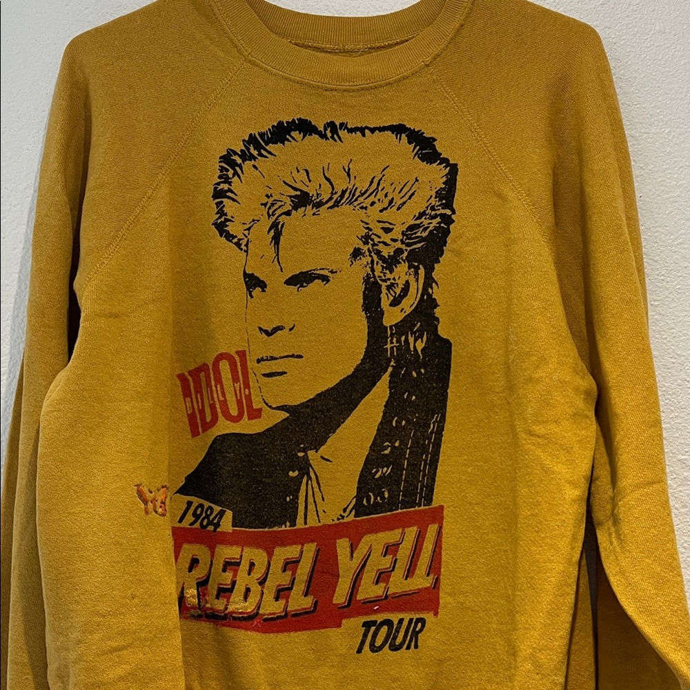 Vintage Rebel Yell Mustard Graphic Crew Neck Sweater - Picture 2 of 9